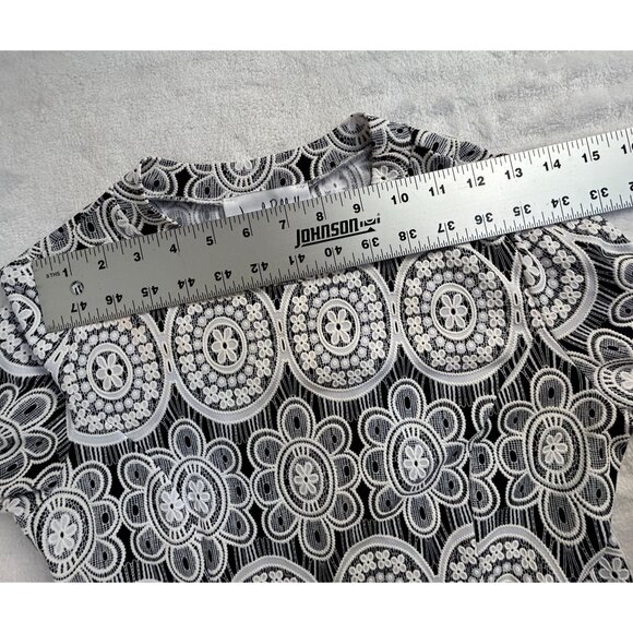 Joseph Ribkoff Womens Black & White Lace Floral Textured Top 3/4 Sleeve Size 4 - Picture 5 of 7